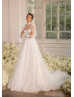 Ivory Beaded Lace Tulle Sparkly Stunning Wedding Dress